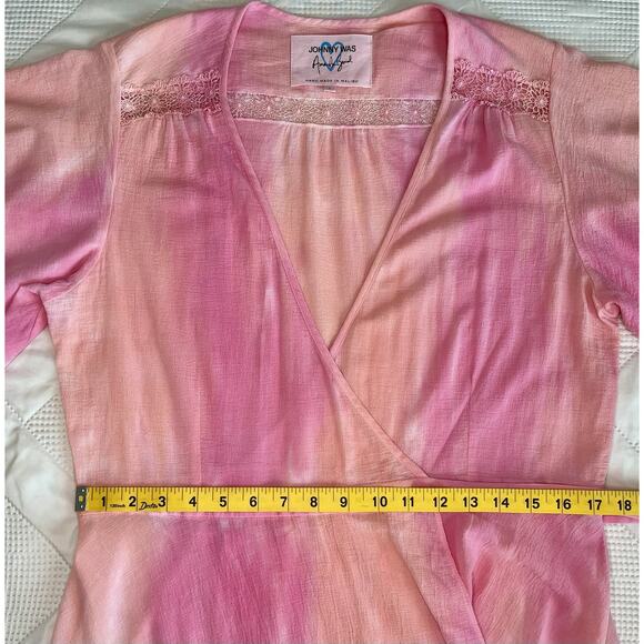 Johnny Was x Amanda Bond Pink Ombre SizeL Handmade in Malibu Boho Flutter Sleeve - Picture 14 of 16